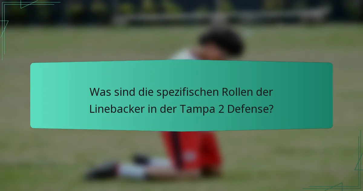 Was sind die spezifischen Rollen der Linebacker in der Tampa 2 Defense?
