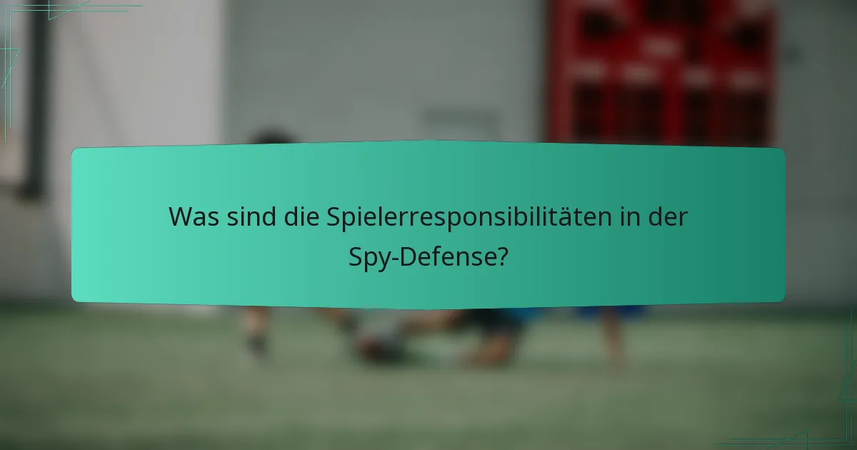 Was sind die Spielerresponsibilitäten in der Spy-Defense?