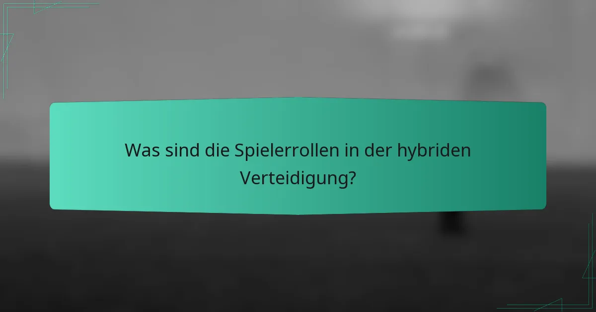 Was sind die Spielerrollen in der hybriden Verteidigung?