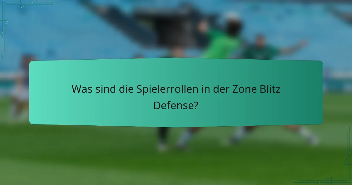 Was sind die Spielerrollen in der Zone Blitz Defense?