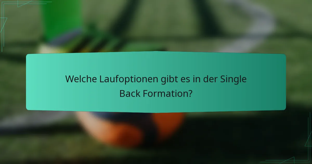 Welche Laufoptionen gibt es in der Single Back Formation?